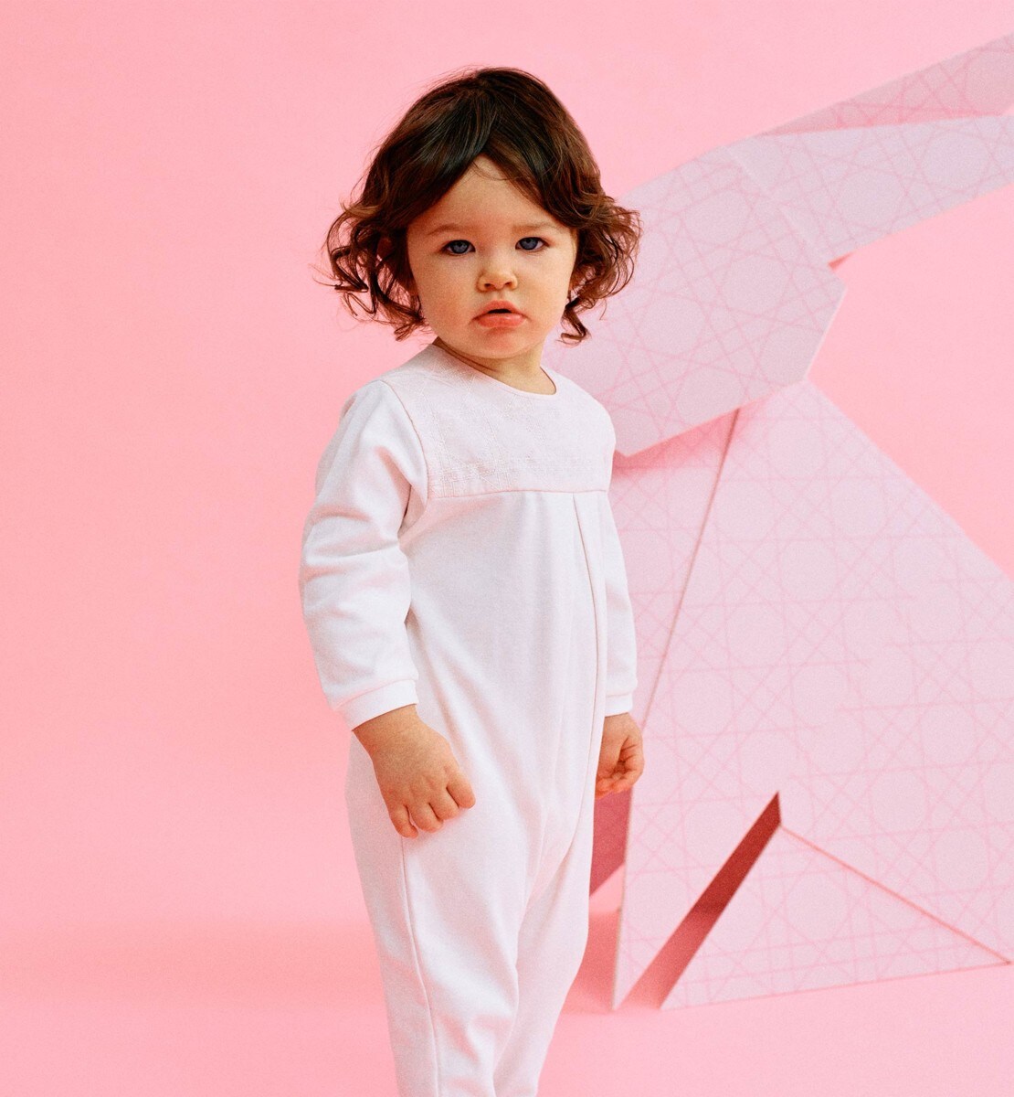 Coffret de naissance Cannage Interlock et voile de coton rose pâle