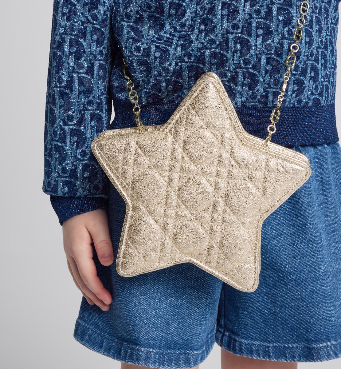 Sac étoile enfant Cuir d'agneau métallisé Cannage doré