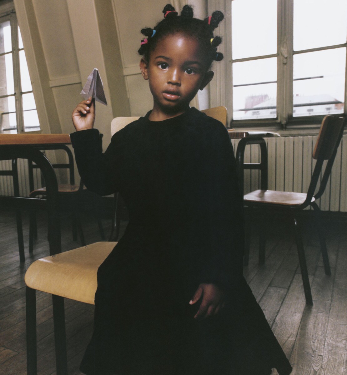 Robe évasée enfant Jersey jacquard velours à motif léopard noir