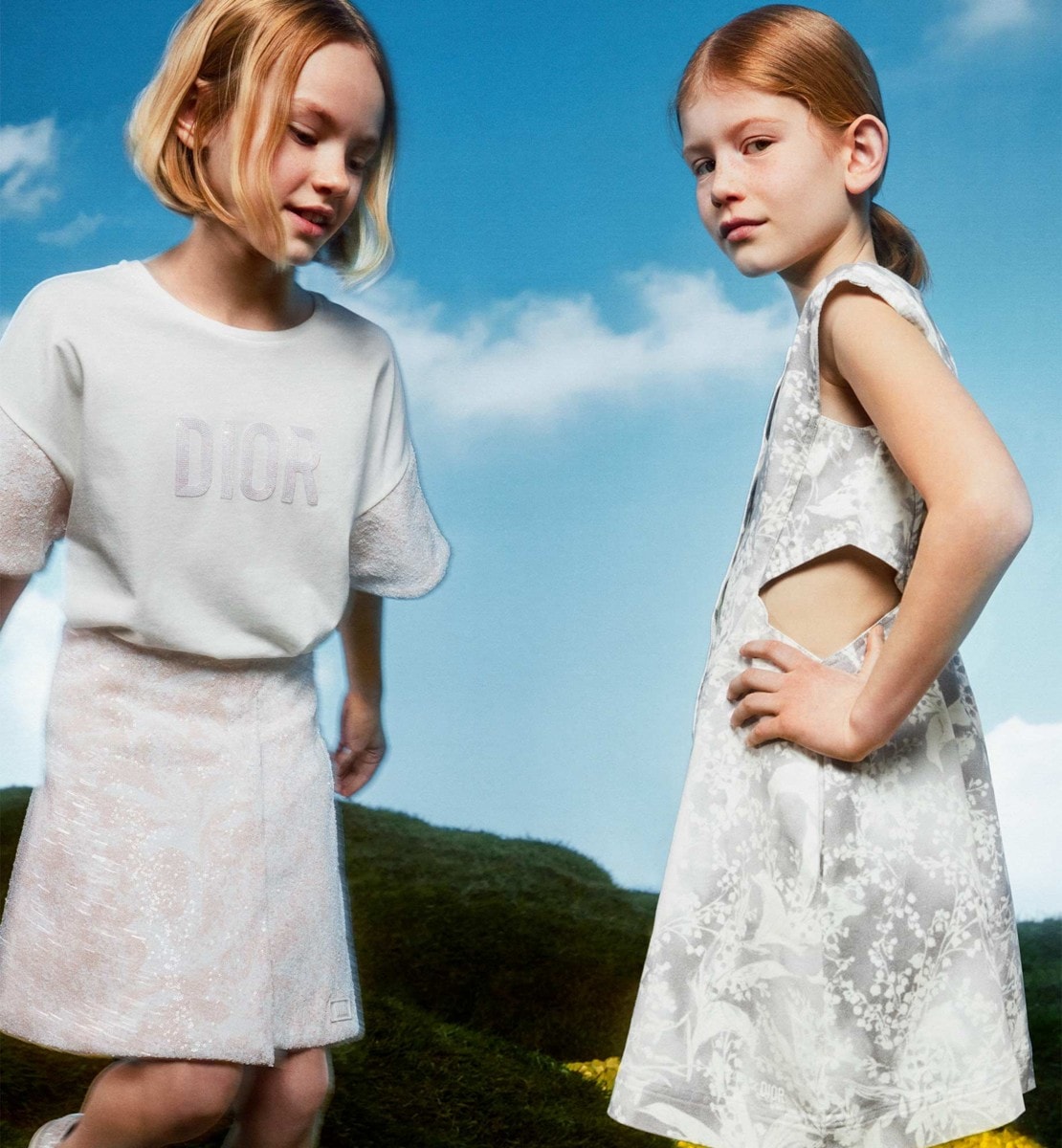 T-shirt enfant Jersey de coton ivoire et tulle brodé de sequins imprimé Muguet rose et ivoire