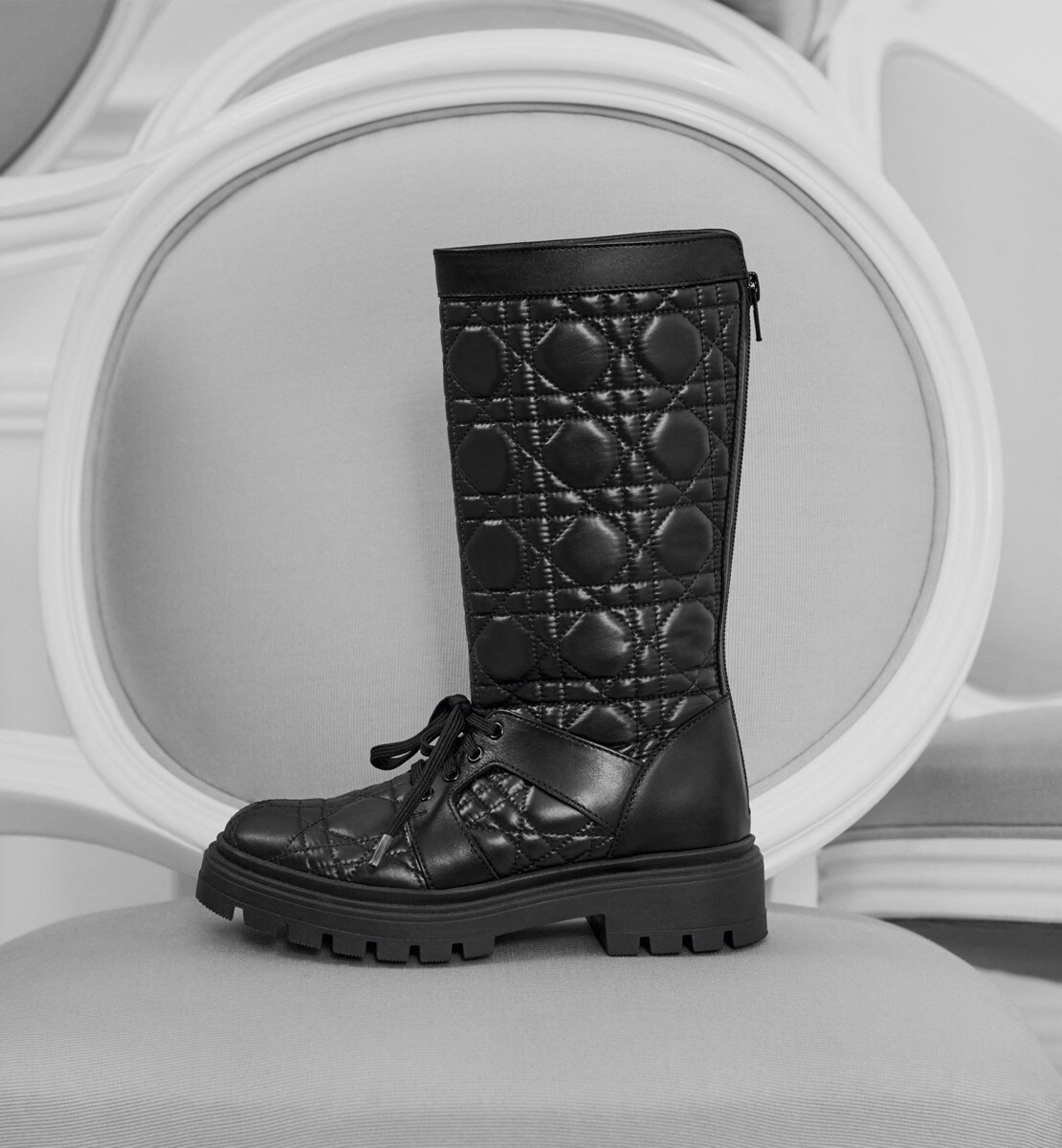 Bottes enfant Tissu technique noir brodée Cannage