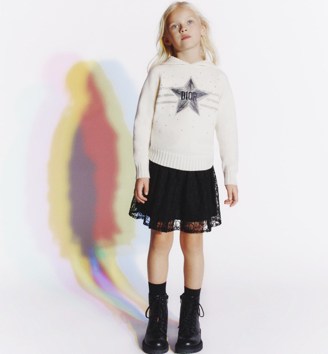 Pull à capuche enfant Maille de laine ivoire