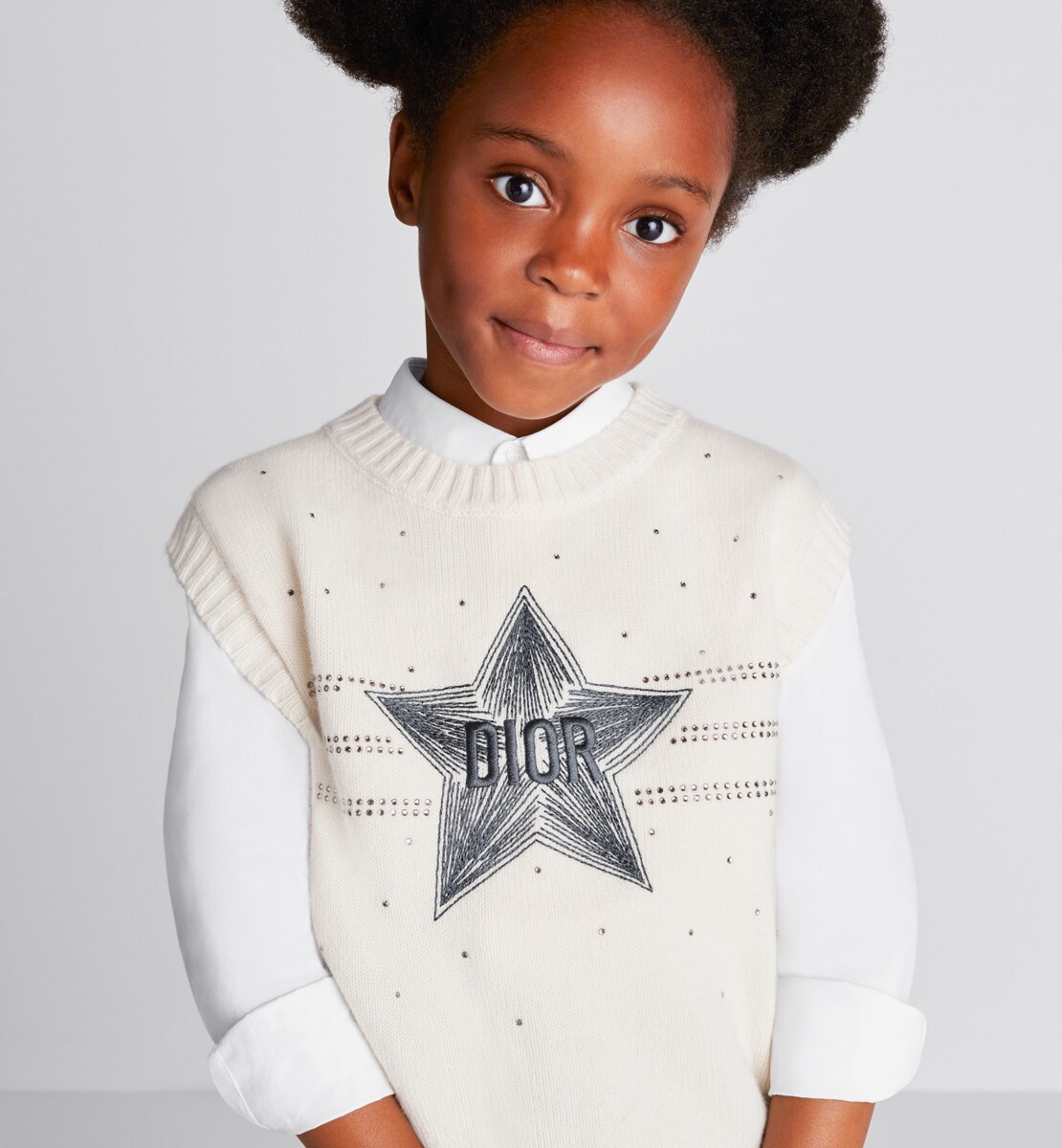 Pull sans manches enfant Maille de laine ivoire