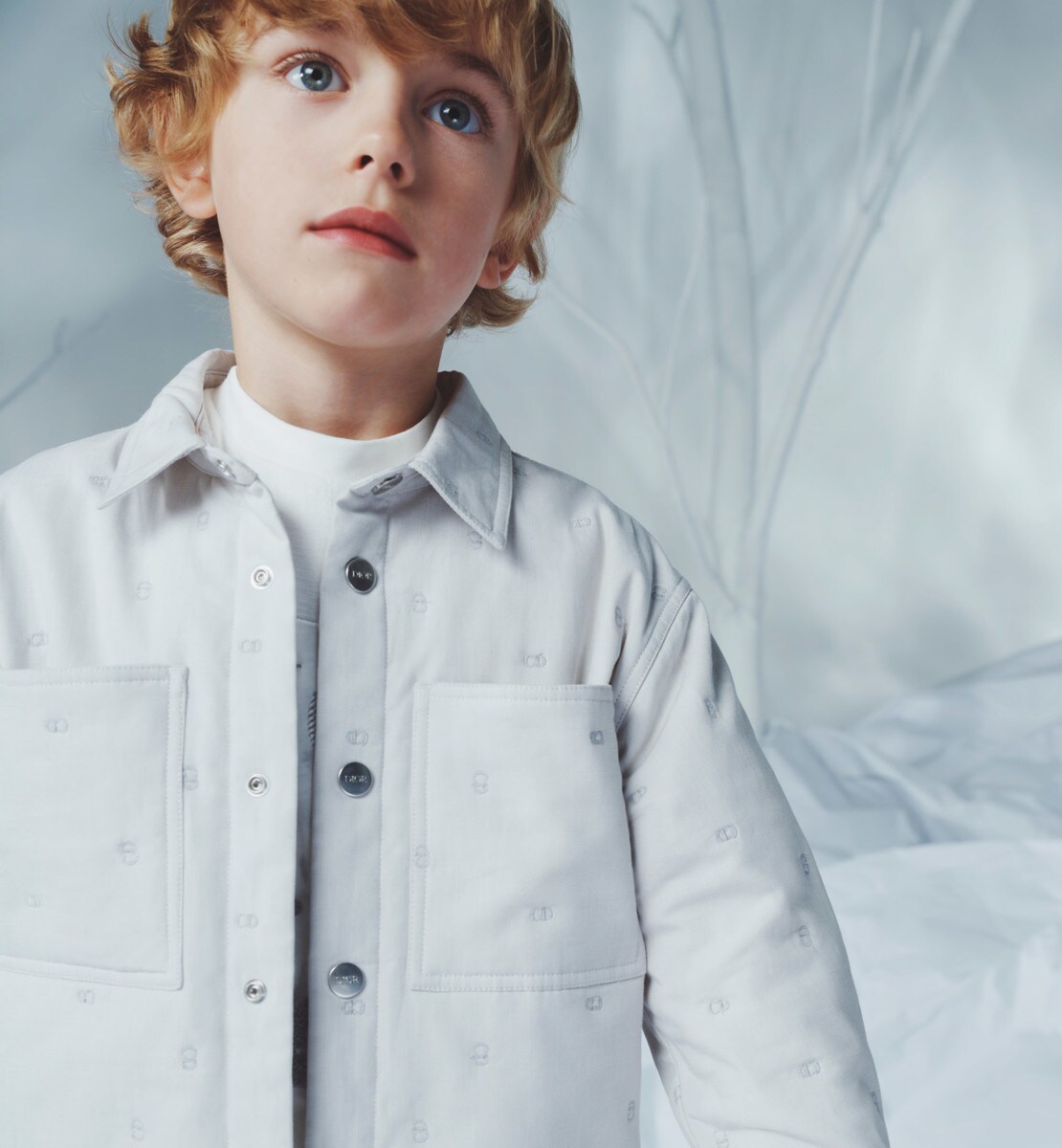 Surchemise enfant Popeline de coton gris lune à motif CD