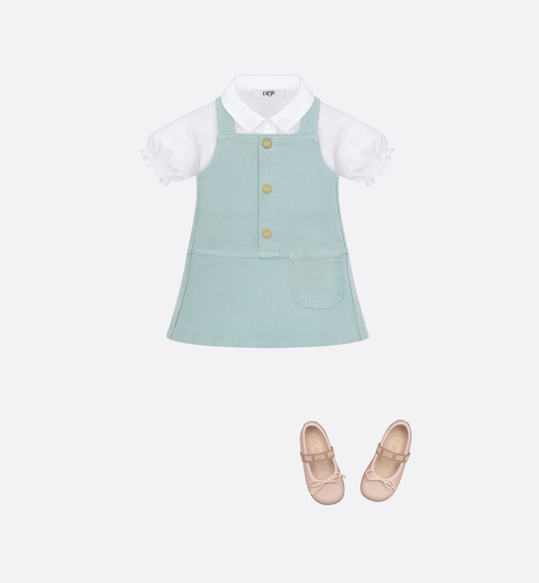 Robe-salopette bébé Gabardine de coton bleu clair