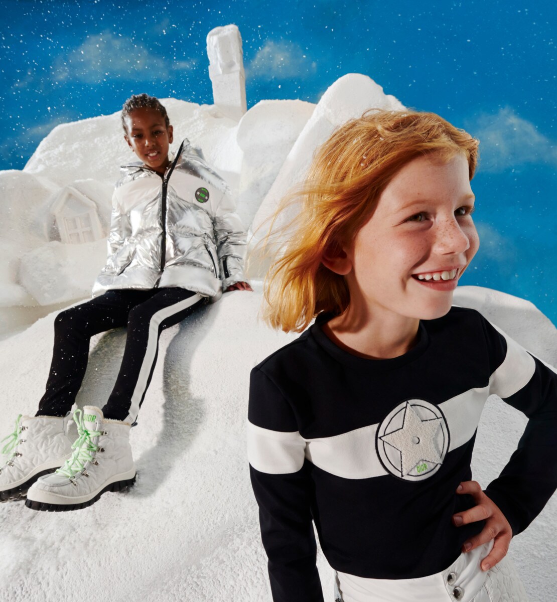 T-shirt à manches longues enfant Jersey technique noir et blanc