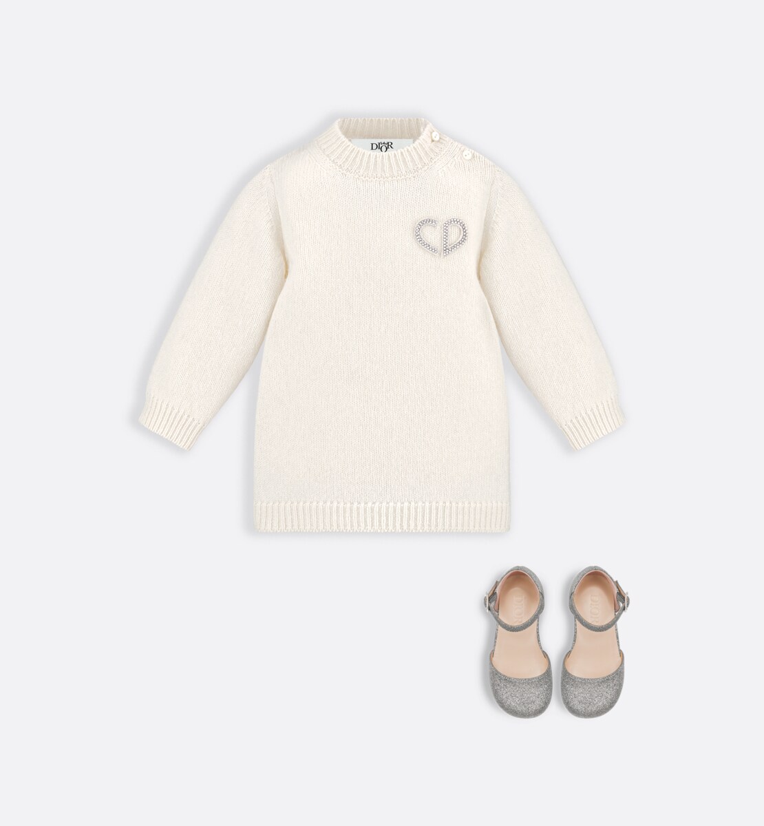 Robe droite bébé Maille de laine et cachemire ivoire