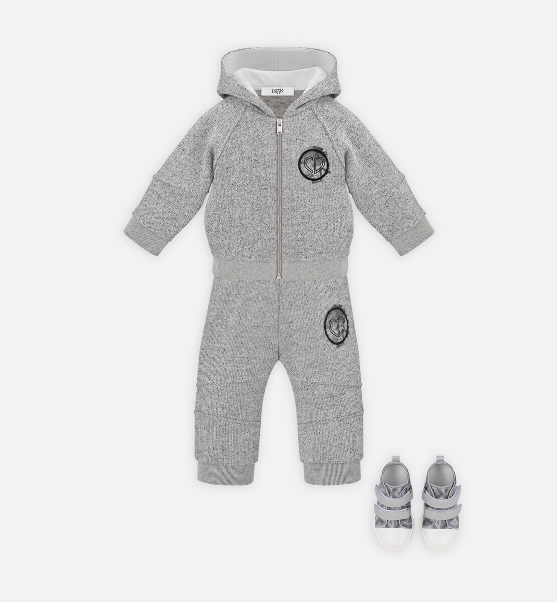 Sweatshirt à capuche zippé bébé Molleton de coton gris chiné