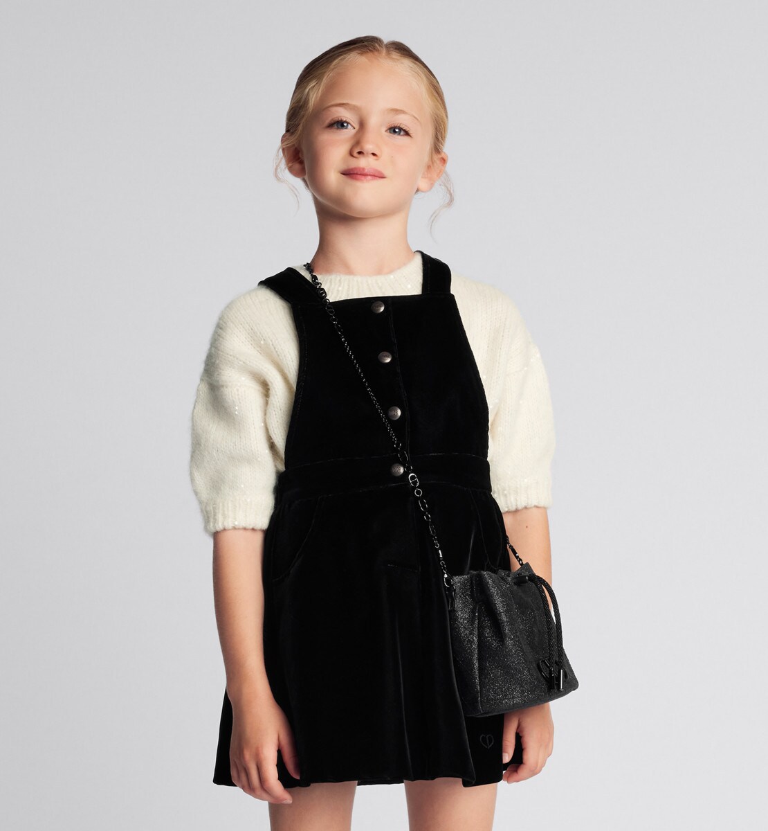 Sac bourse enfant Toile pailletée Cannage noir