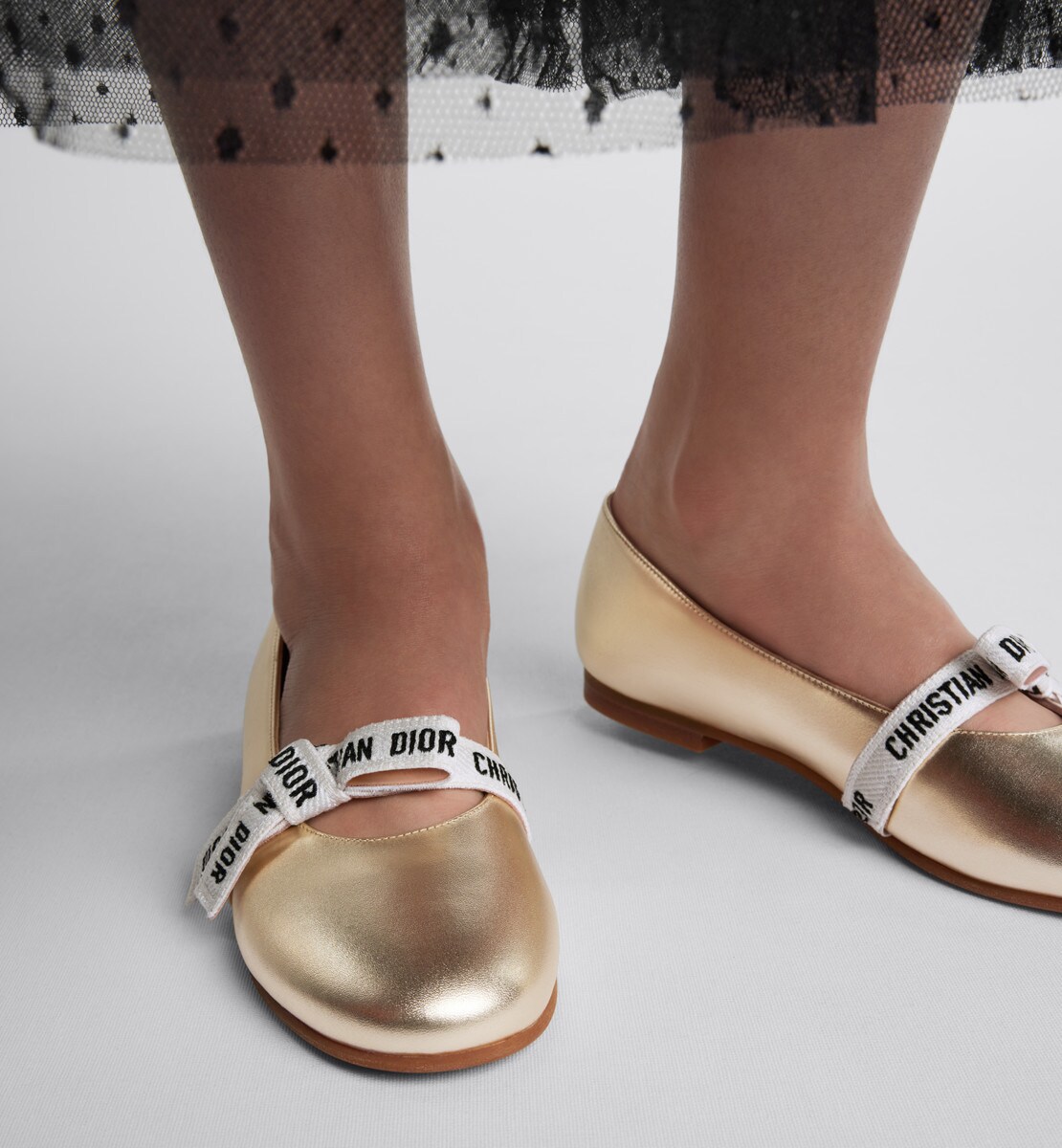 Ballerines Miss B enfant Cuir d'agneau métallisé doré