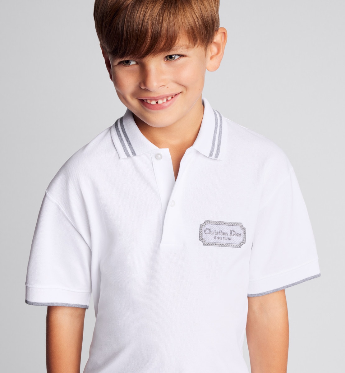 Polo enfant Christian Dior Couture Piqué de coton blanc