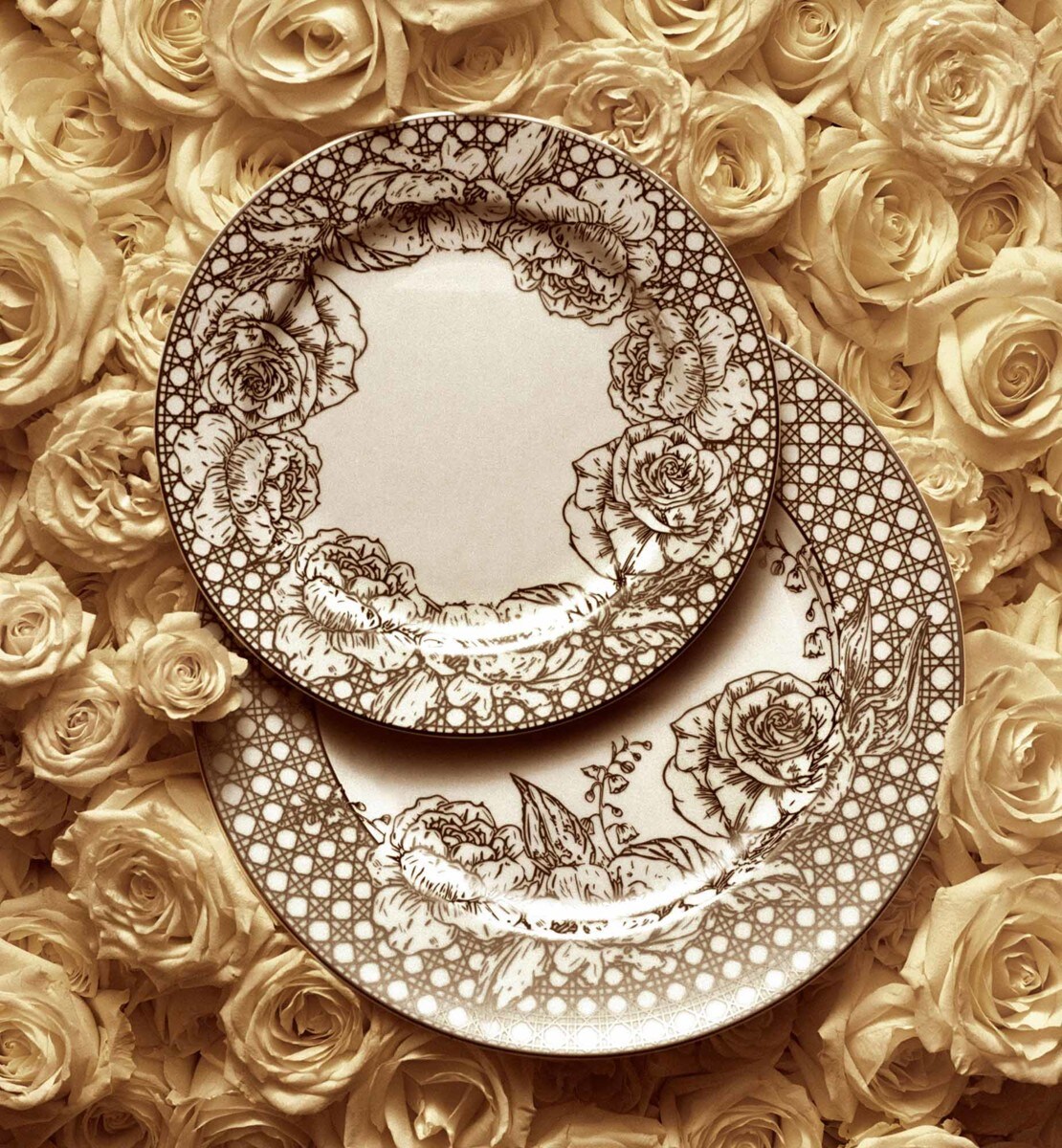 Assiette à dessert Cannage & Roses, Argent