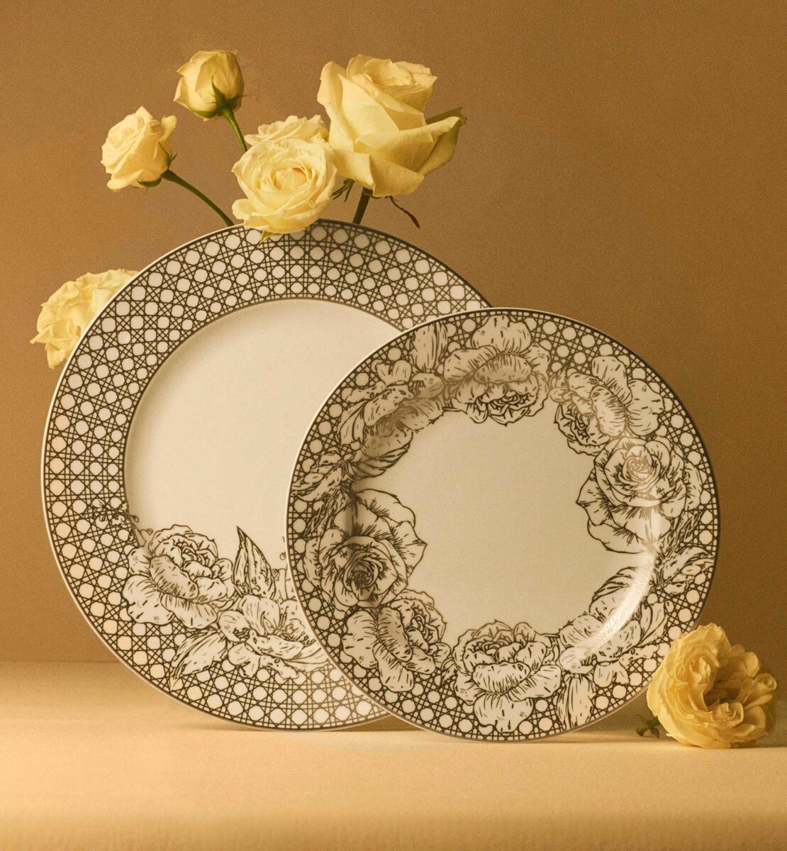 Assiette à dîner Cannage & Roses, Argent