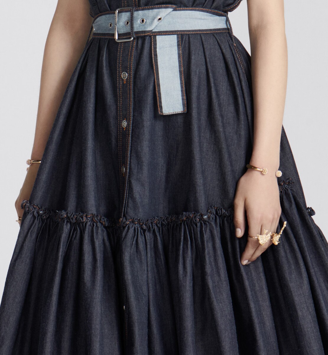 Robe chemise Denim Couture Denim de coton bleu brut