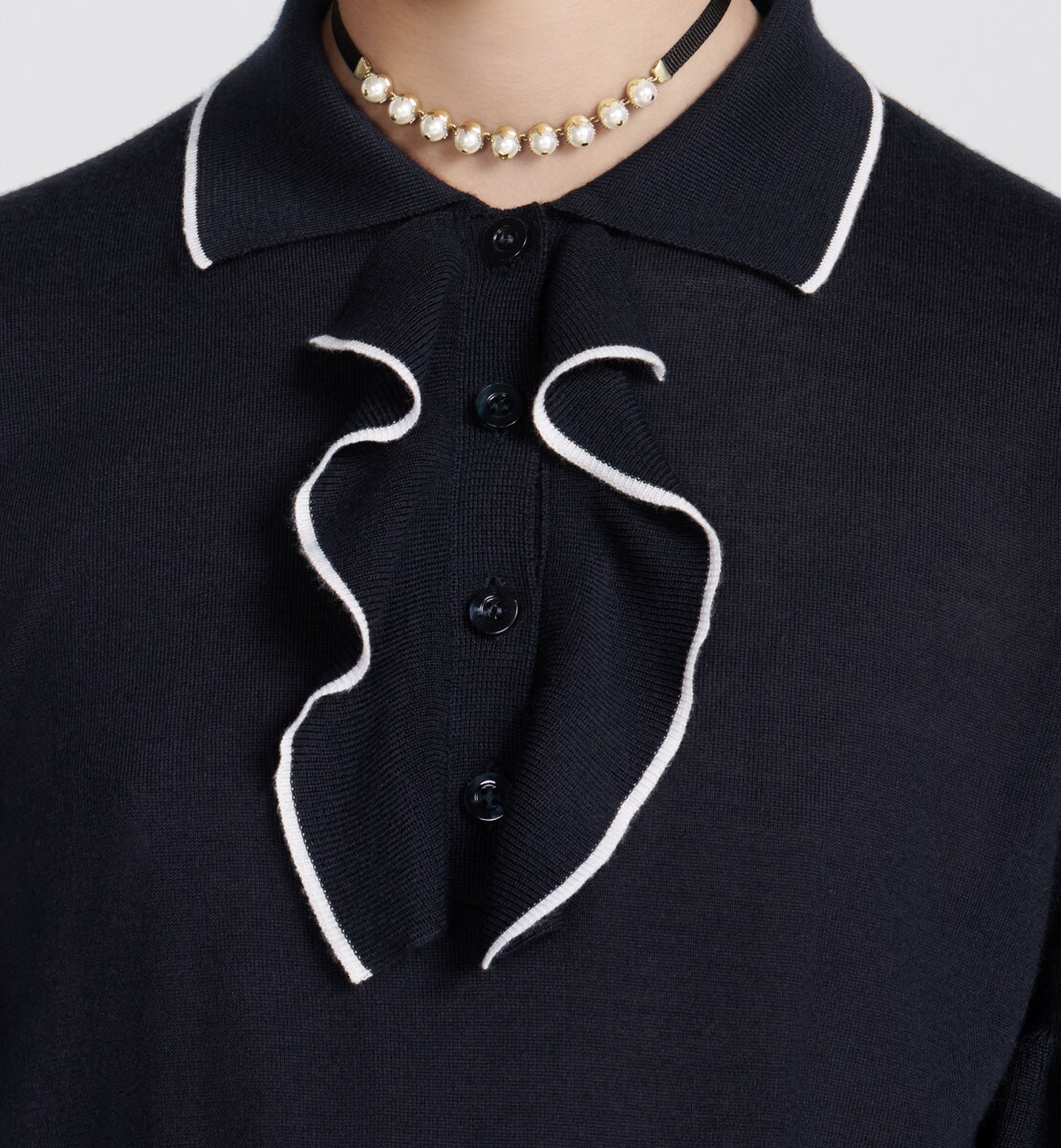 Pull à manches courtes Maille de cachemire et soie bleu marine