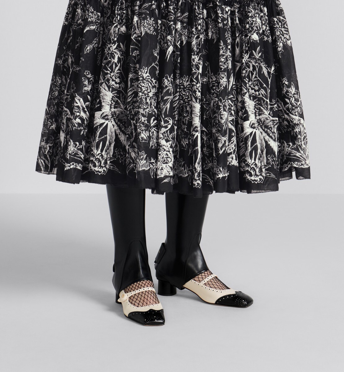 Ballerine Spectadior Cuir de veau perforé noir et blanc