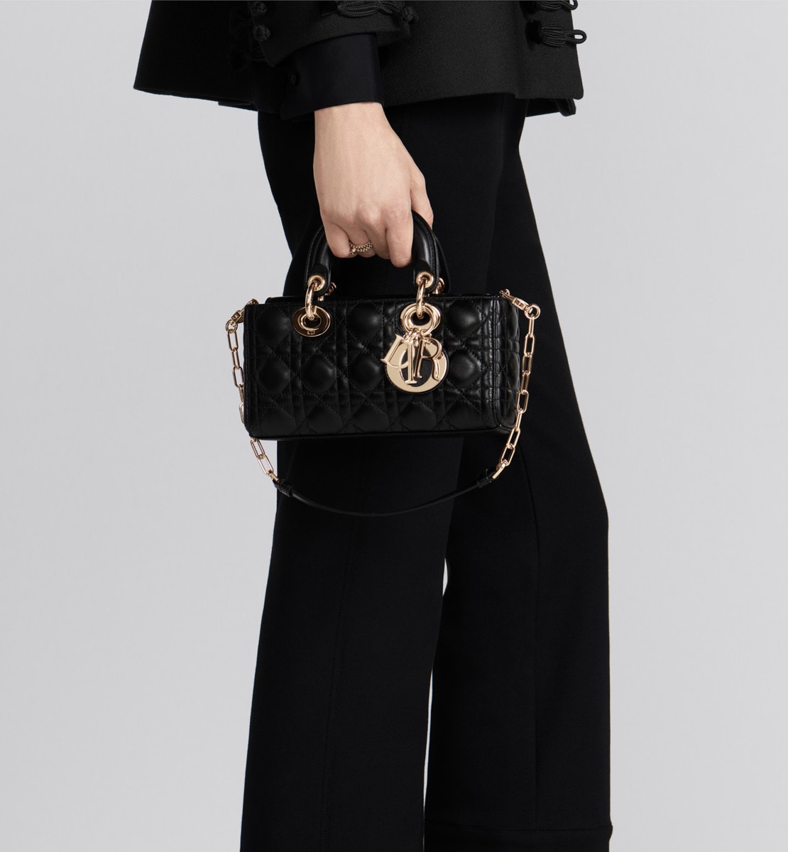 Sac Lady D-Joy Small Cuir d'agneau Cannage noir