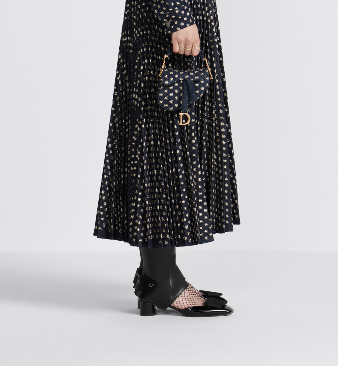 Micro sac Saddle Denim bleu brodé d'étoiles dorées