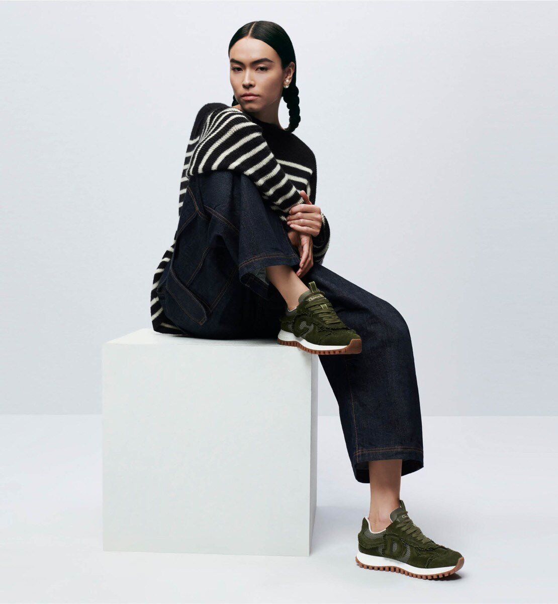 Sneaker C'est Dior Veau velours et résille kaki