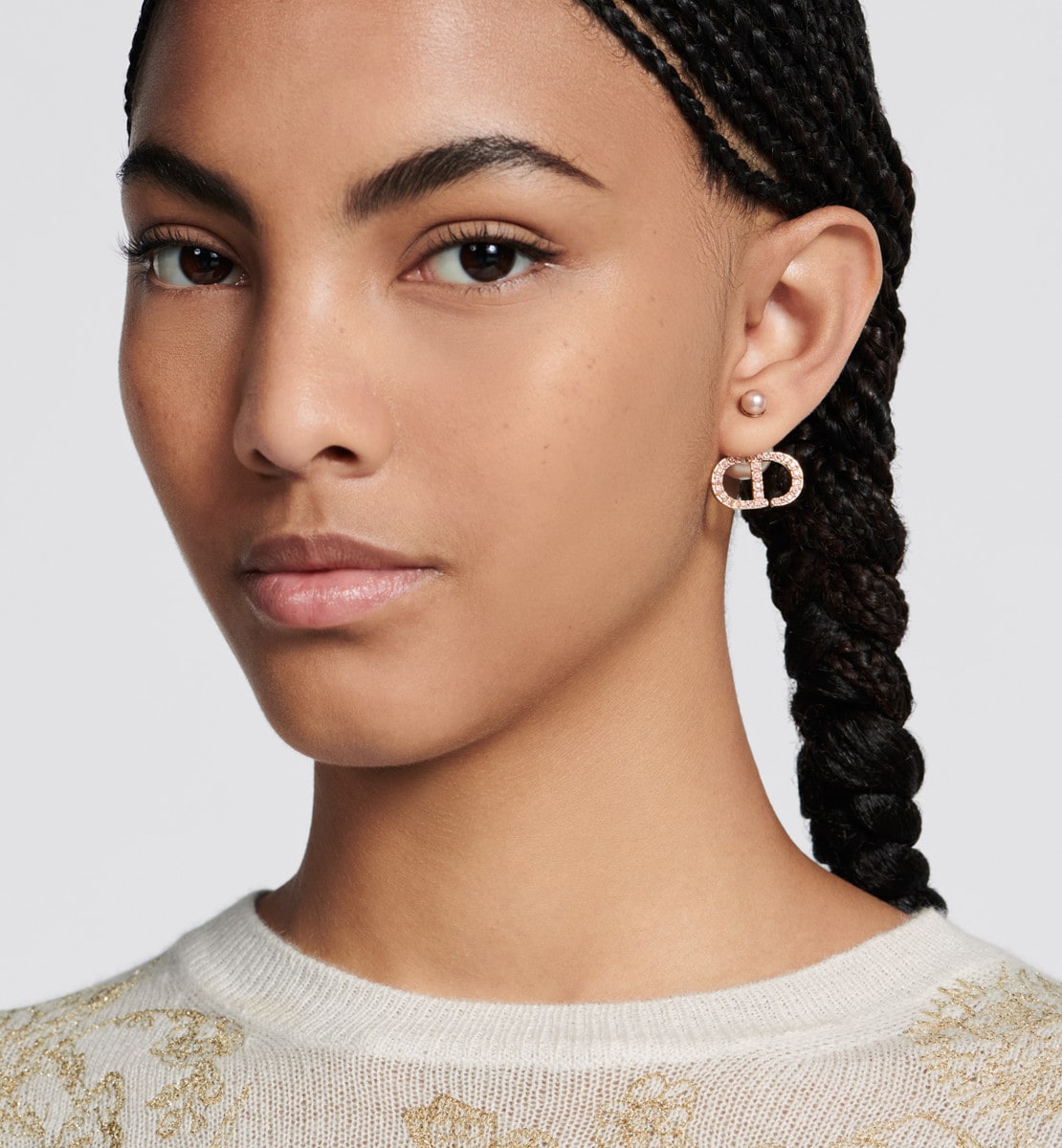 Boucles d'oreilles Dior Tribales Métal finition rosée, perles en résine et cristaux roses
