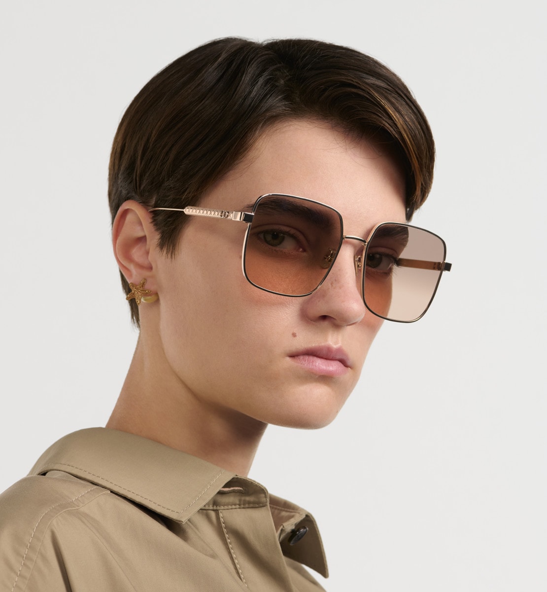 DiorCannage S1U Lunettes de soleil carrées dégradées de bronze à nude
