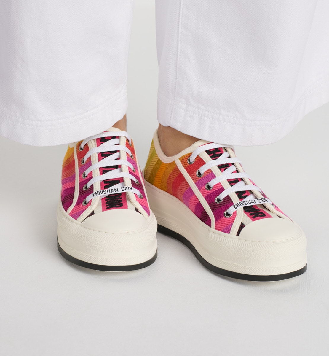 Sneaker à plateforme Walk'n'Dior Miss Dior Coton brodé du motif Dior Bayadère multicolore