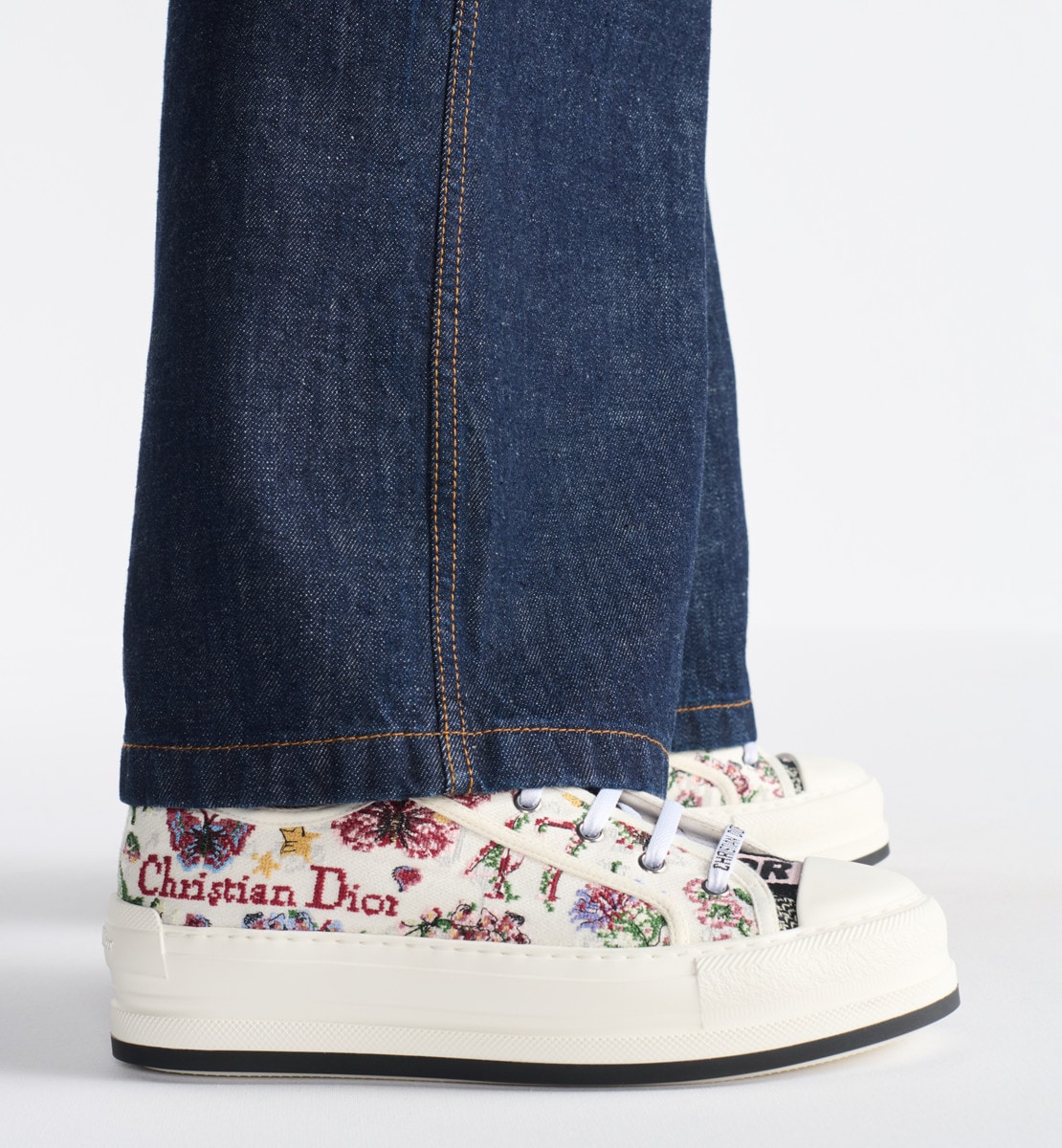 Sneaker à plateforme Walk'n'Dior Dioramour Coton brodé du motif Amour 1947 blanc multicolore
