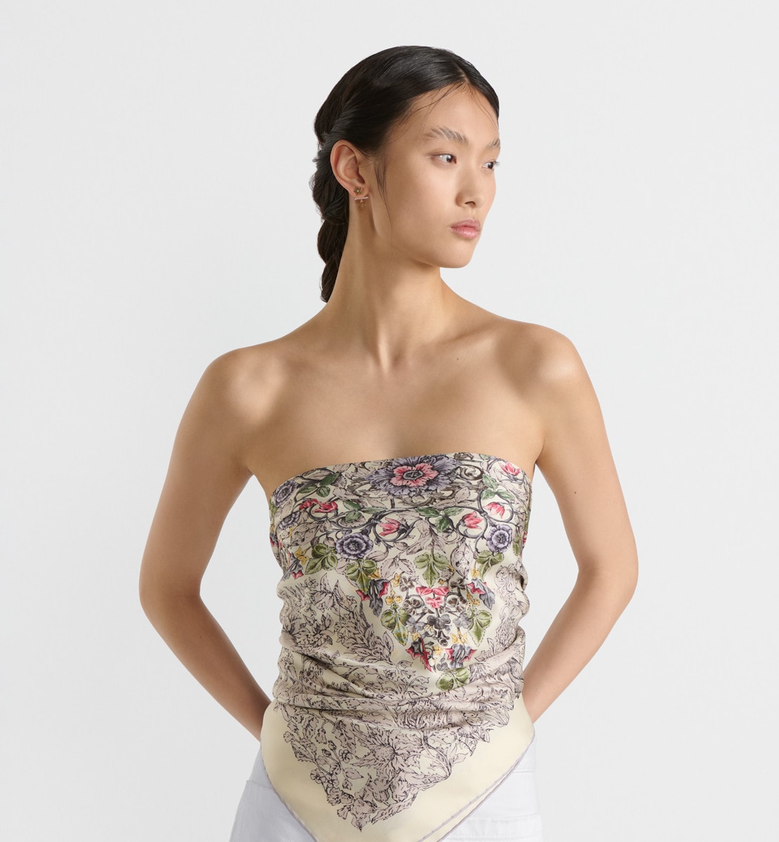 Carré 90 Dior Around The World Twill de soie rose multicolore