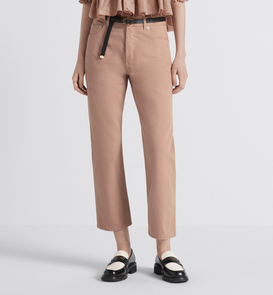 Jean cropped droit Dior 8, D03 Denim de coton couleur rose des vents