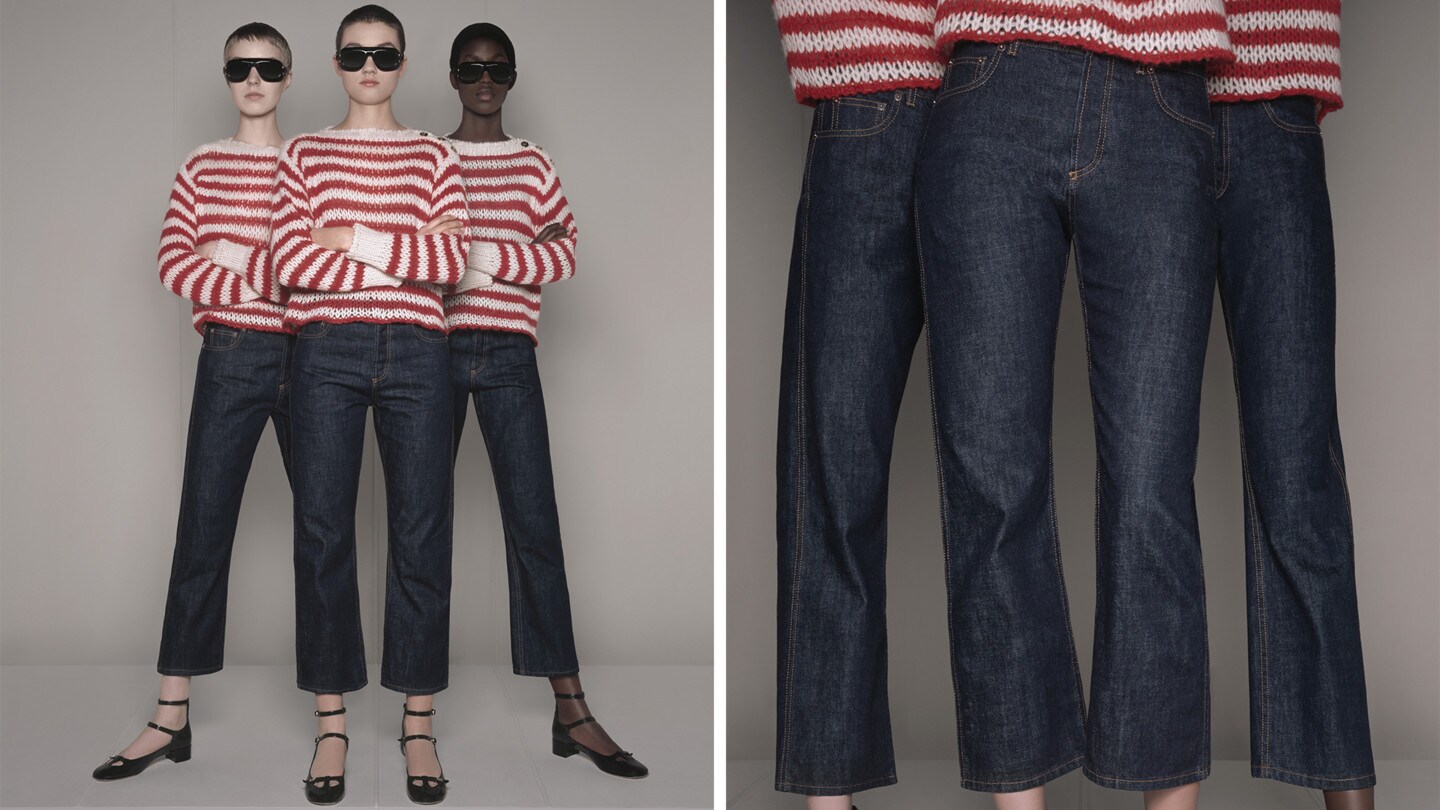 Jean cropped droit Dior 8, D03 Denim de coton bleu foncé