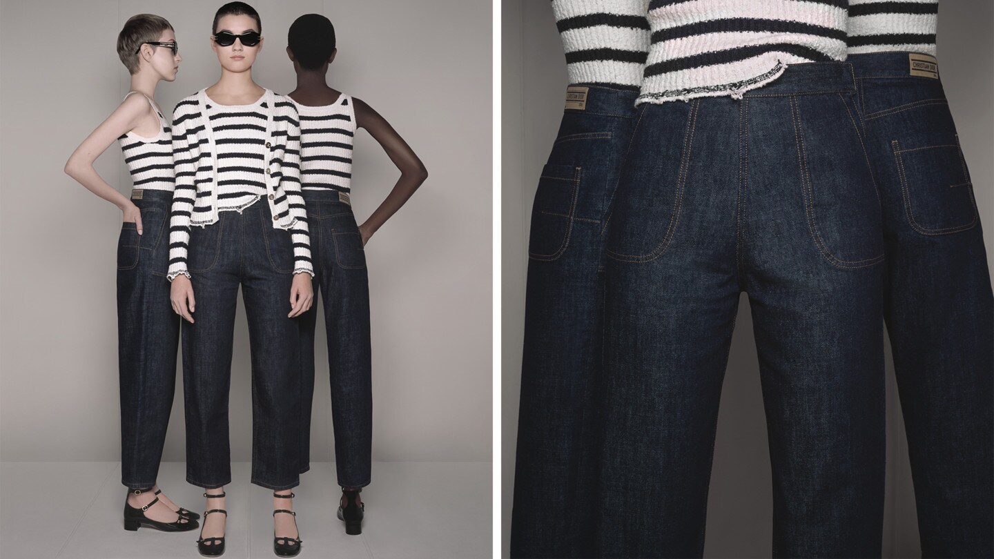 Jean droit Dior 8, D06 Denim de coton bleu foncé