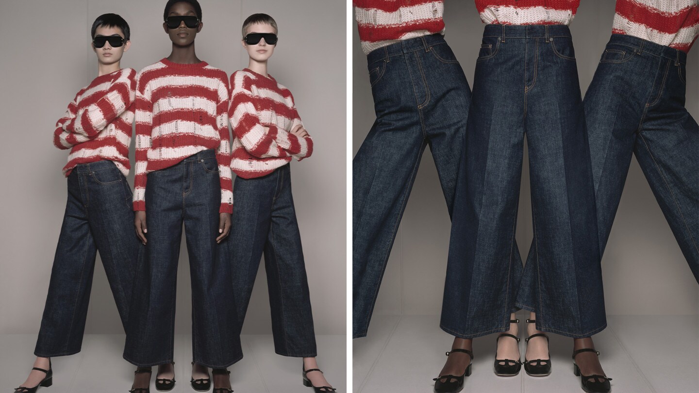 Jean cropped évasé Dior 8, D07 Denim de coton bleu foncé