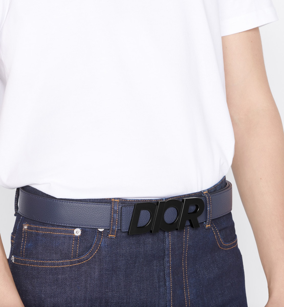 Boucle de ceinture "DIOR" Laiton finition laquée mate noire, 35 mm