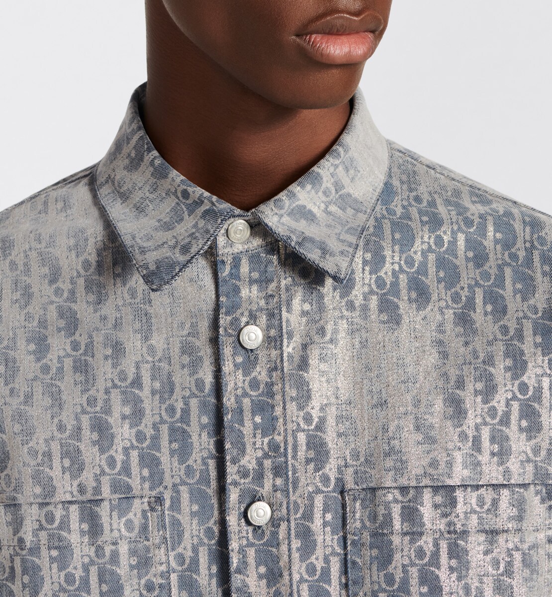 Surchemise Dior Oblique Sergé de coton mélangé gris et doré