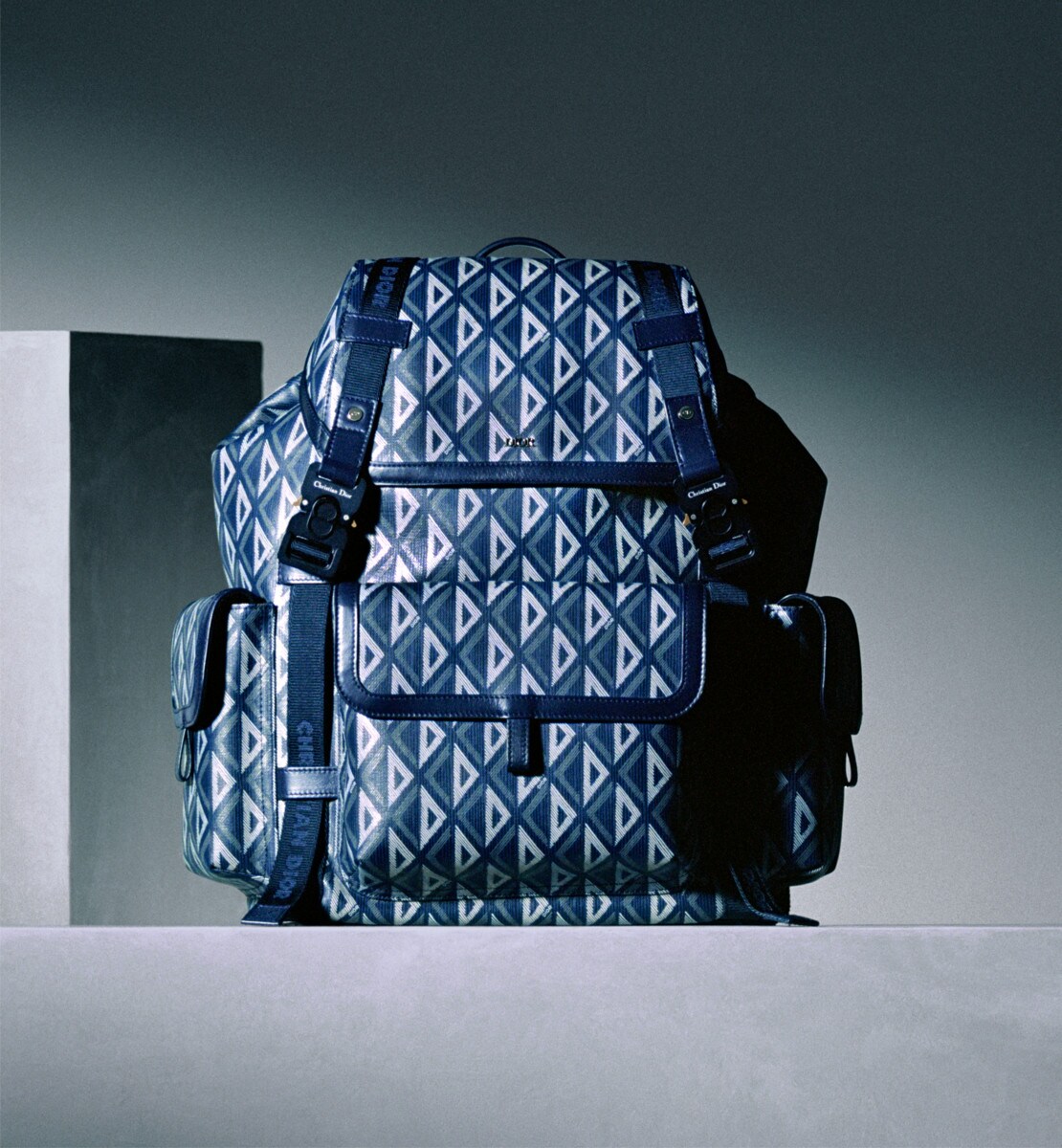 Sac à dos Dior Hit The Road Toile CD Diamond bleu marine
