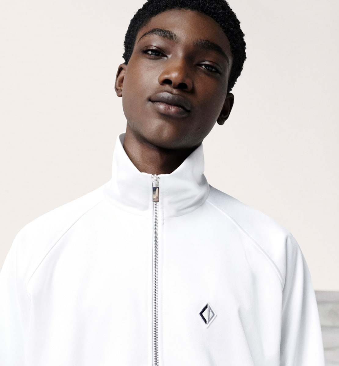 Sweatshirt zippé CD Diamond Jersey de coton mélangé blanc