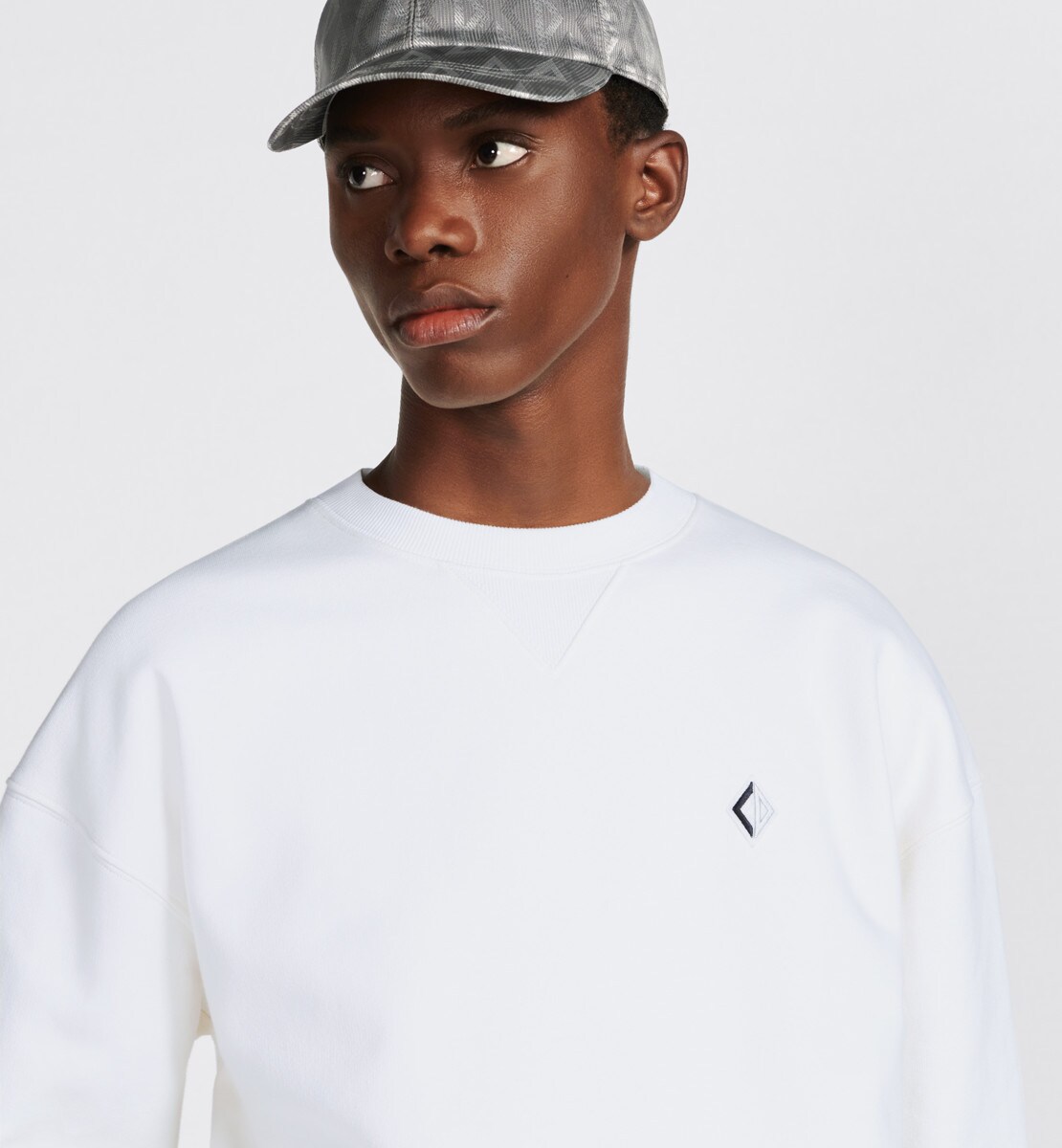 Sweatshirt CD Diamond, coupe oversize Molleton de coton blanc
