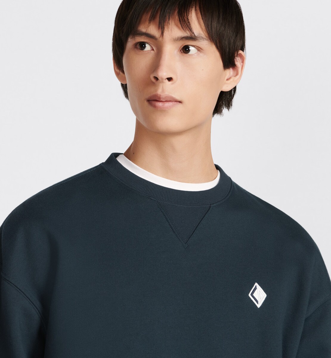 Sweatshirt CD Diamond, coupe oversize Molleton de coton bleu marine