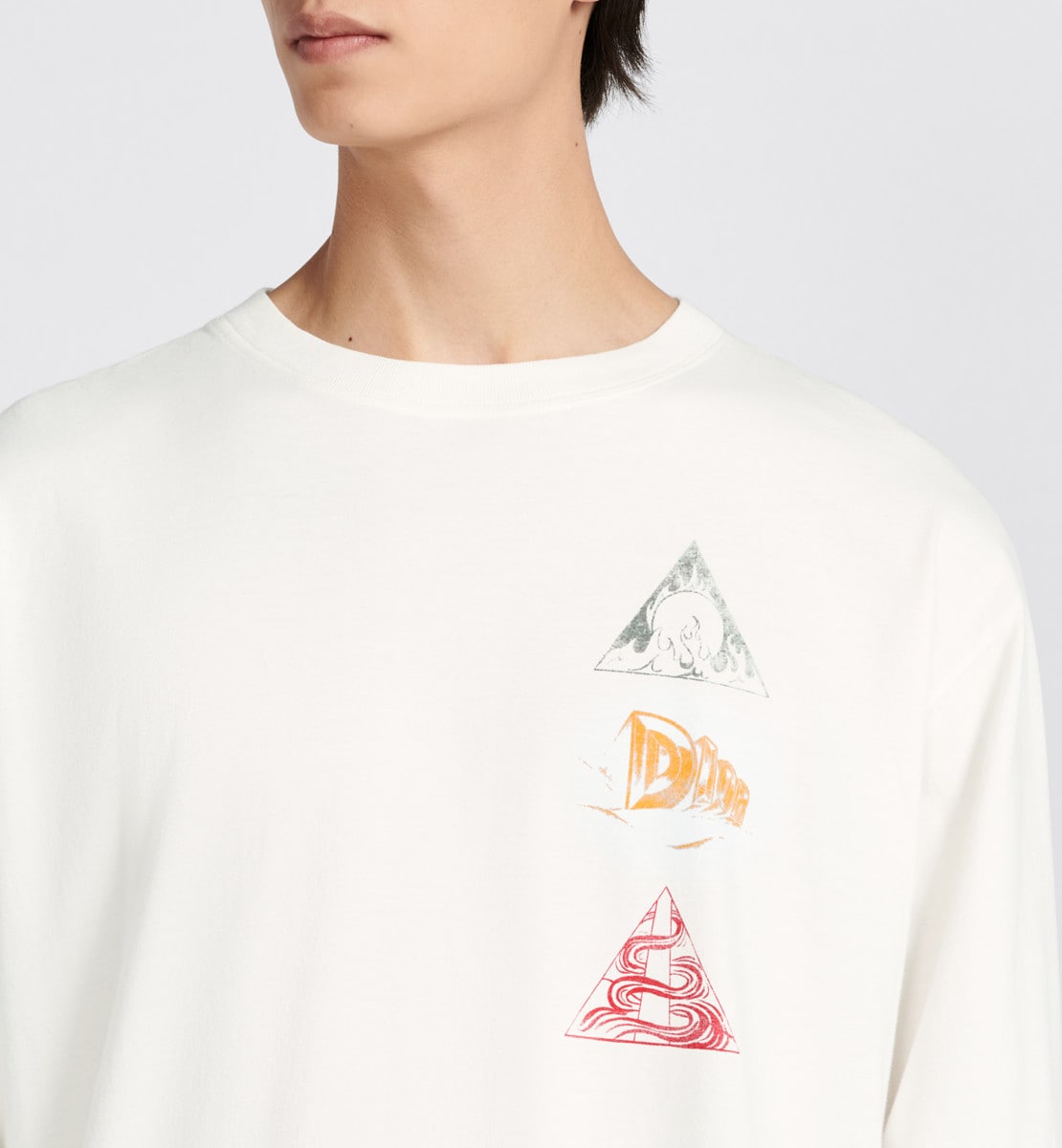 T-shirt à manches longues, coupe relax Jersey de coton flammé blanc