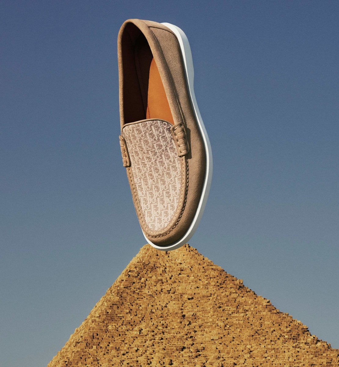 Mocassin Dior Granville Suède et toile jacquard Dior Oblique beiges