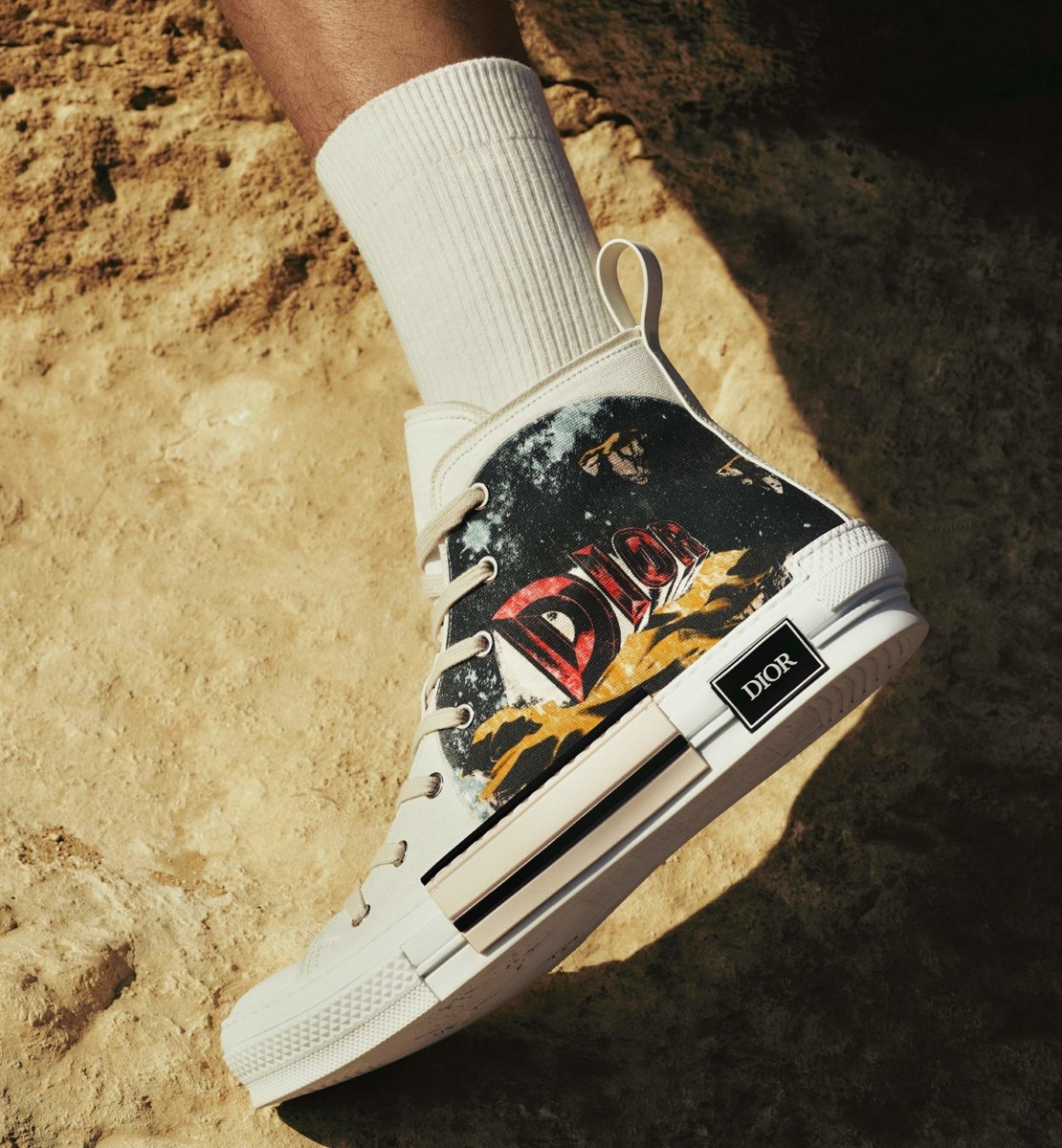 Sneaker B23 haute Toile blanche à signature AsteroDior