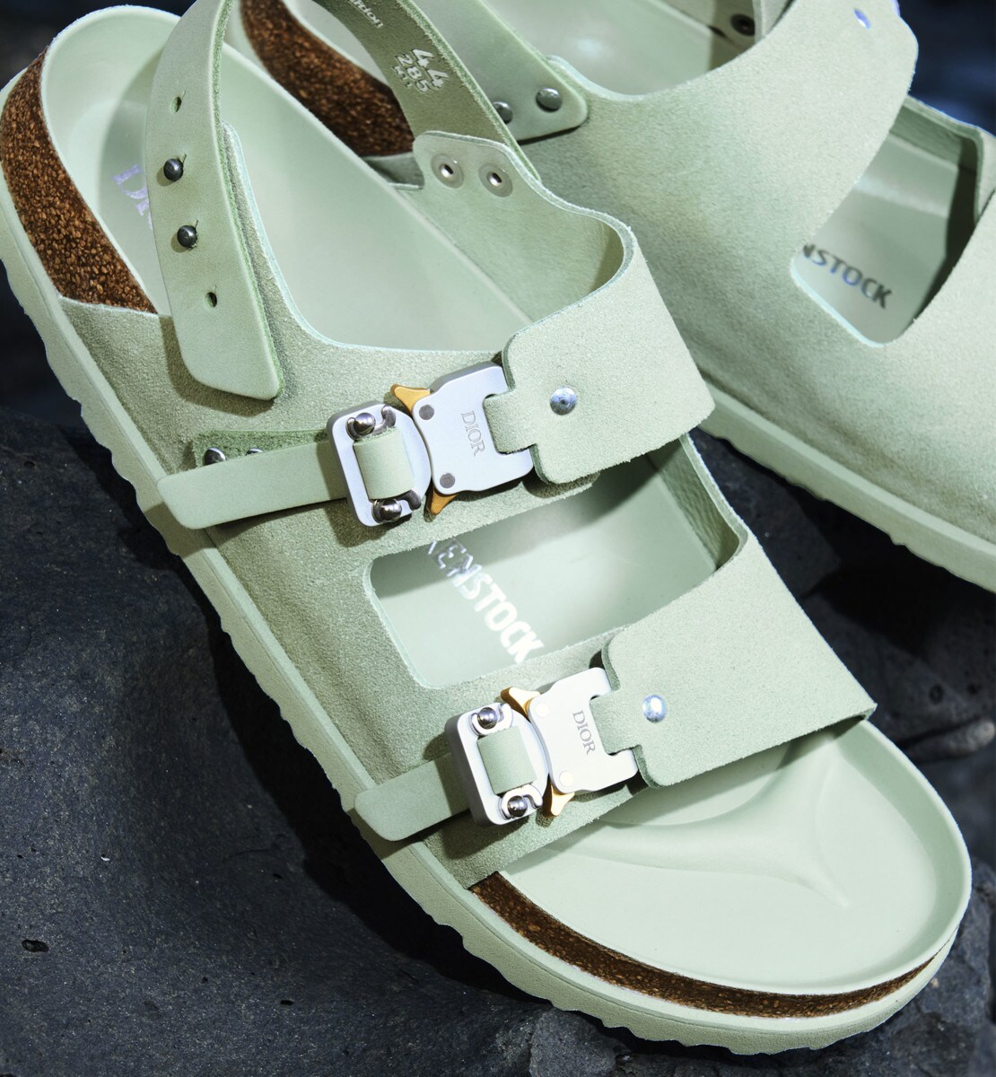 Sandale Milano DIOR by BIRKENSTOCK Cuir de veau nubuck vert pastel