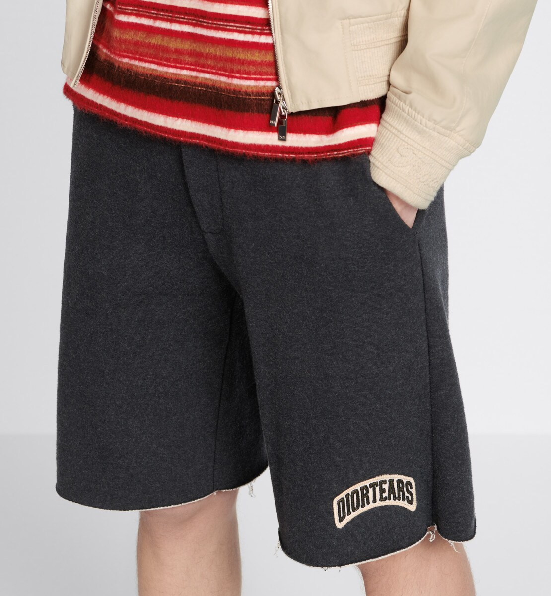 Short de survêtement DIOR TEARS Molleton de coton chiné anthracite