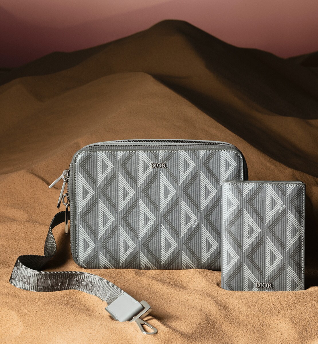 Porte-cartes à deux volets Toile CD Diamond gris Dior
