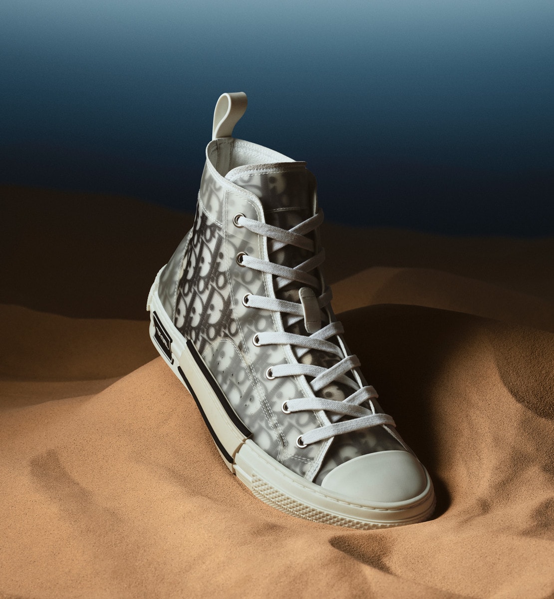 Sneaker B23 haute Toile Dior Oblique blanc et noir