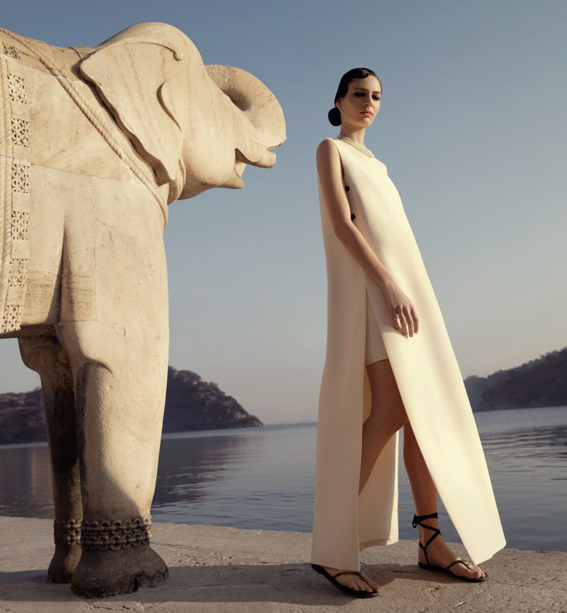 Tunique longue Laine et soie blanches