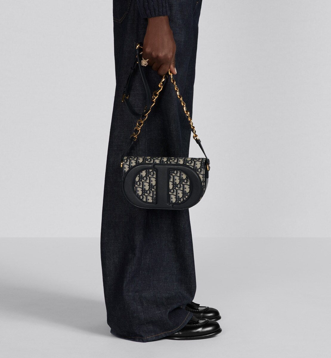 Jean évasé Denim de coton bleu brut