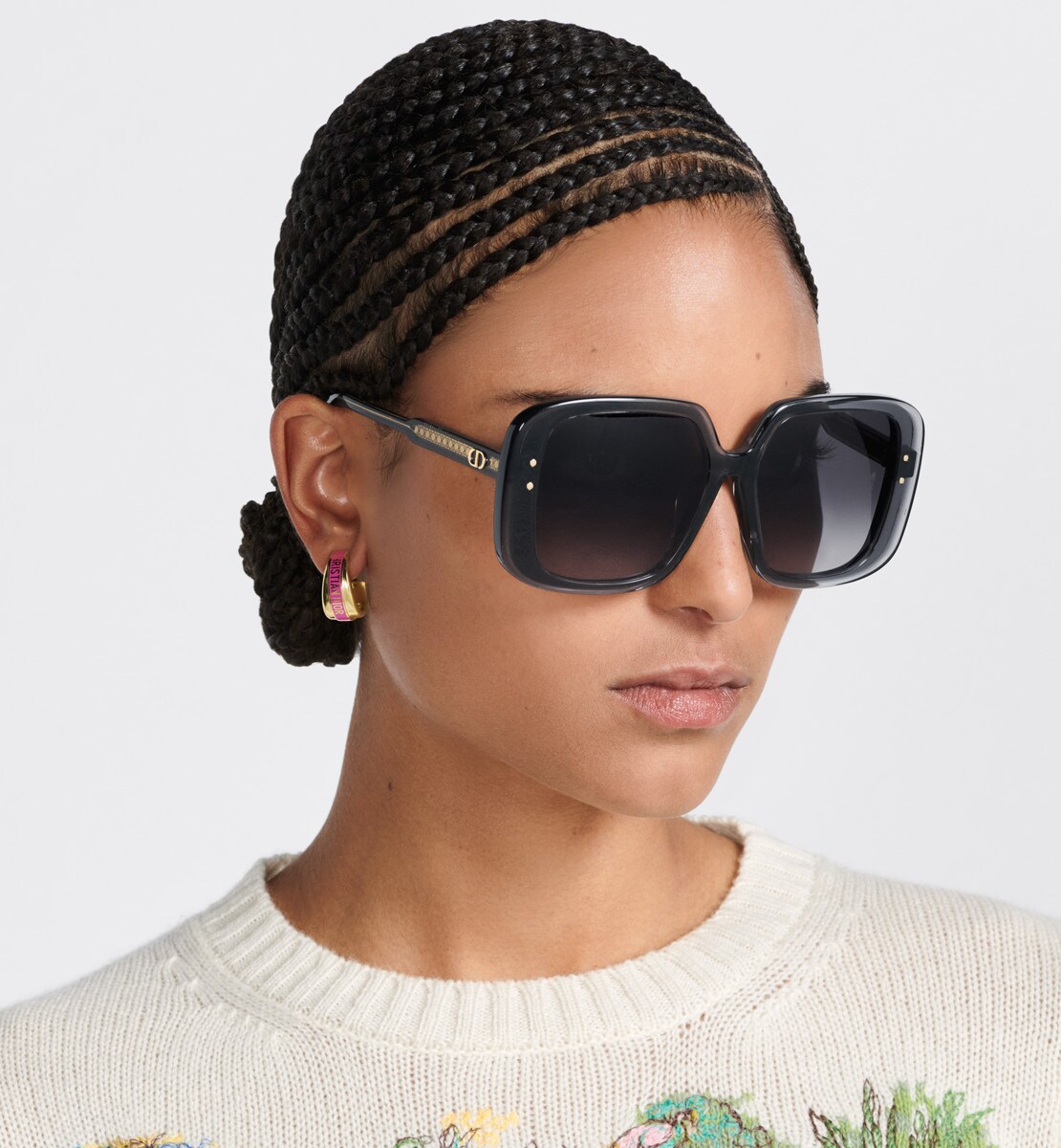 DiorHighlight S3F Lunettes de soleil carrées gris et gris clair transparent