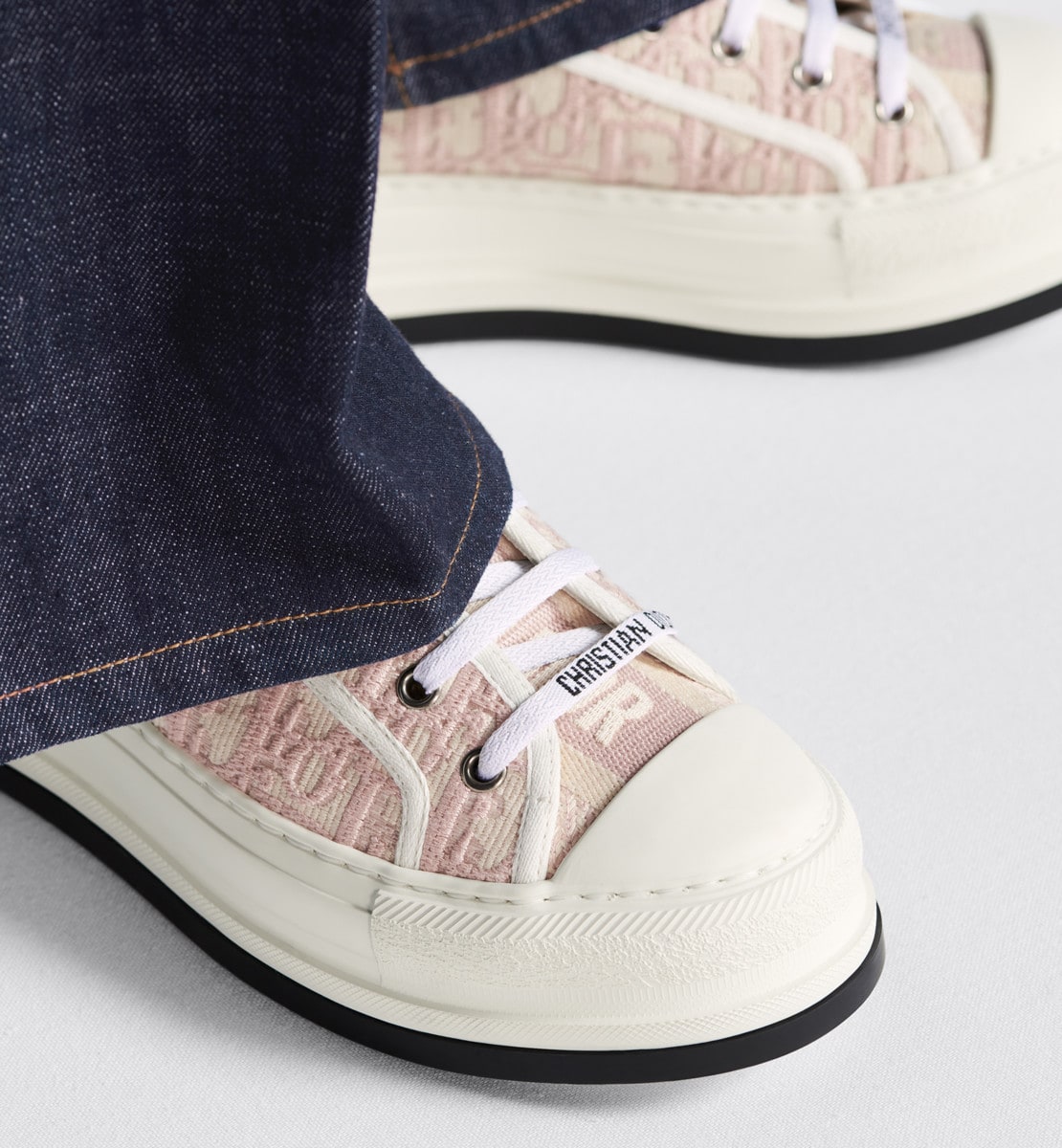 Sneaker à plateforme Walk'n'Dior Coton brodé du motif Dior Oblique nude