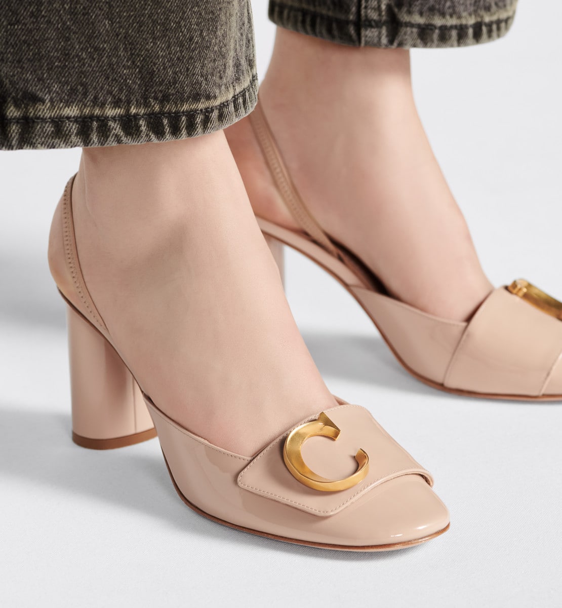 Escarpin slingback C'est Dior Cuir de veau verni nude